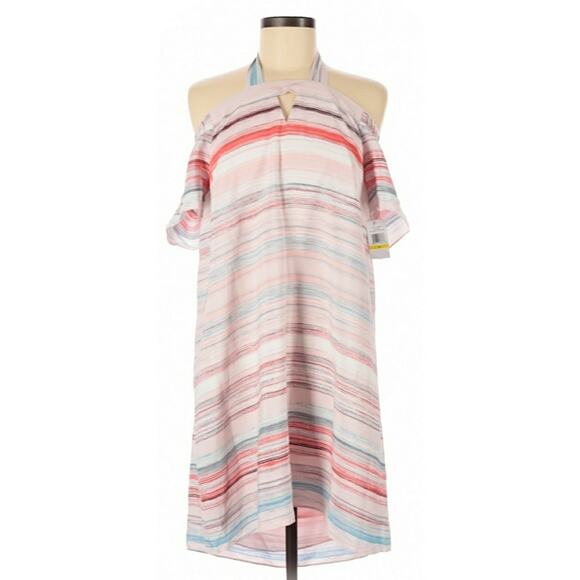 1.STATE On Point halter off the shoulder striped shift dress Size Medium NEW - Picture 1 of 6